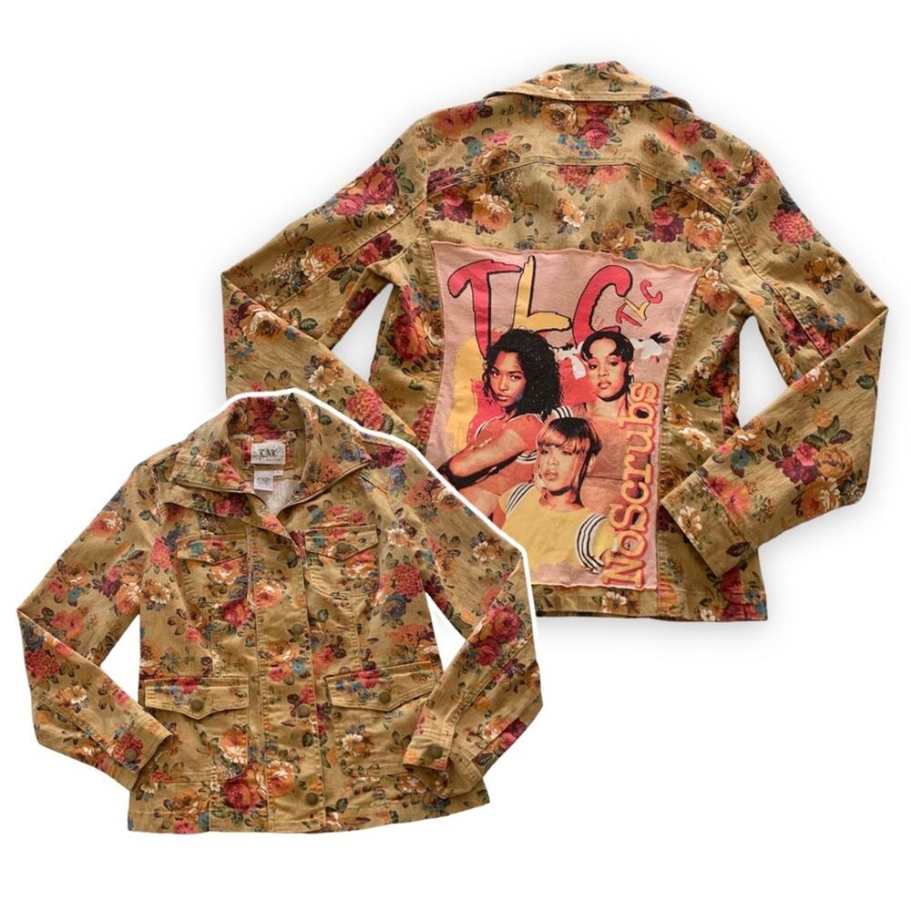 Reworked Apparel TLC 90’s Graphic Custom Upcycled Floral Jacket Women's Small